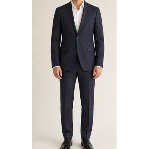 Theory Men's 2 Piece Suit 36R 29 Navy Blue Virgin Wool Slim Fit